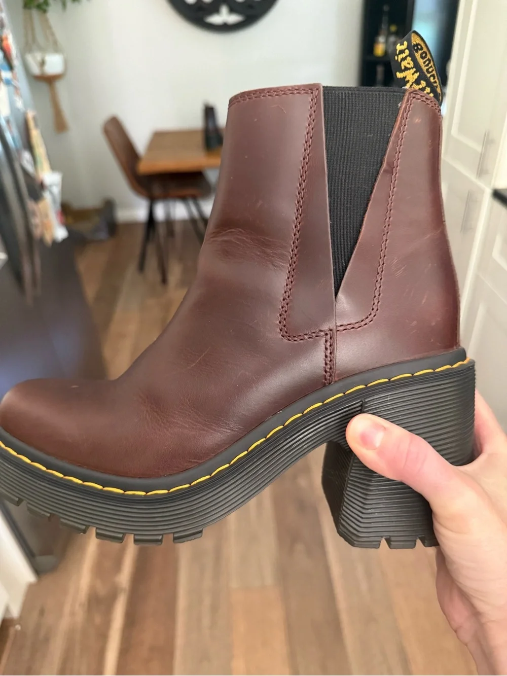 Doc Marten Chunky Platform Spence Chelsea Boot - Brown Leather - Picture 3 of 6